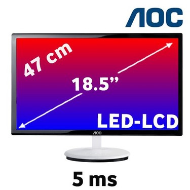 Monitor AOC e943Fws TFT LED 18,5" XGA Wide negro/blanco VGA 