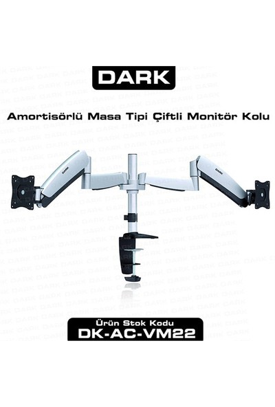 Dark 2 Adet Monitör Takılaben, Amortisörlü, Masa Monte Monitör Kolu (DK-AC-VM22)