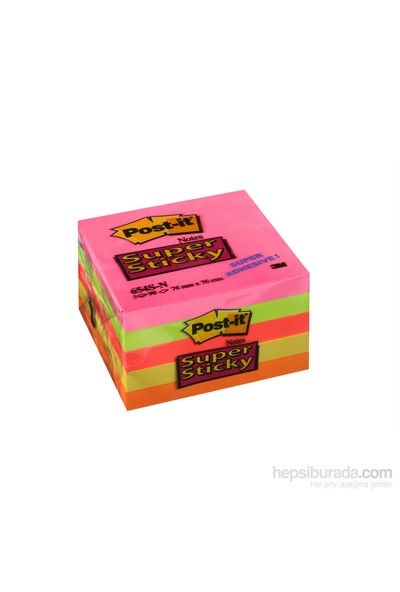 Post-it® Super Sticky Not, 5 Neon Renk, 90 yaprak, 76x76mm