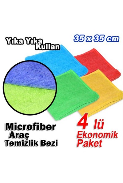Microfiber Havlu ve Kurulama Temizlik Bezi 4 Lü Eko Paket (11689)