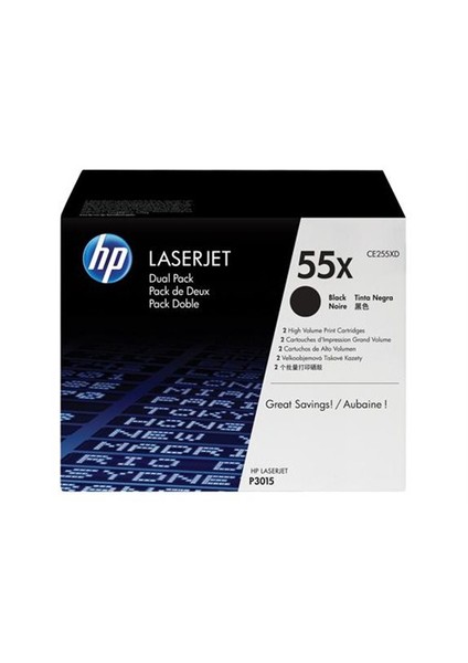 Ce255xd (55X) Sıyah Ikılı Paket Laserjet Toner Kartusu
