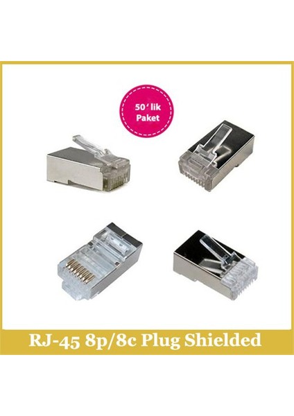 Ti-Mesh Rj-45 8P/8C Plug Shielded 50Adet