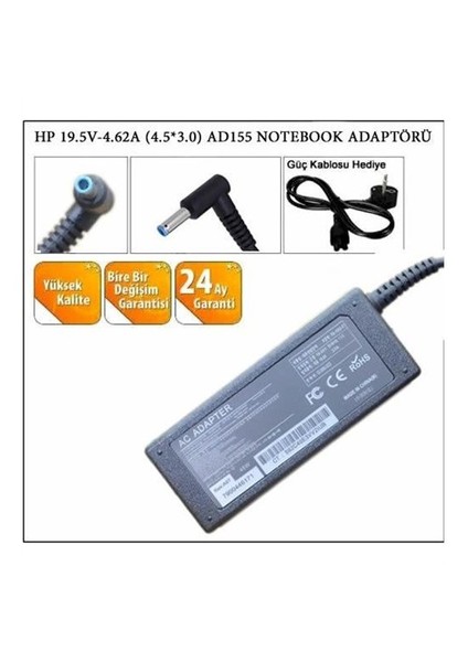 Hp 19.5V-4.62A (4.5*3.0) Ad155 Notebook Adaptörü