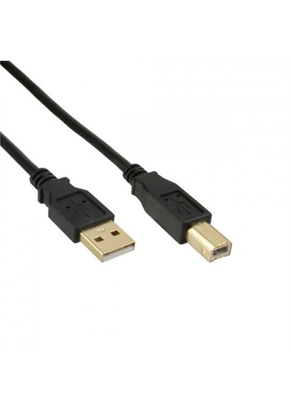 Usb 2.0 Am / Bm Round, Gold Siyah - 1,8M