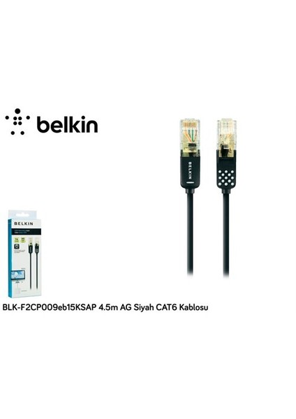 Blk-F2cp009eb15ksap 4.5M Ag Siyah Cat6 Kablosu