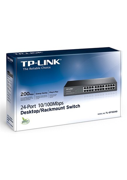 TL-SF1024D, 24-Port 10/100Mbps % 75 Enerji Tasarruflu 13" Çelik Kasa Switch