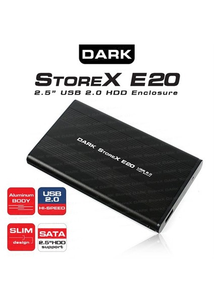 DARK DK-AC-DSE20 E20 2.5" USB 2.0 SATA SİYAH