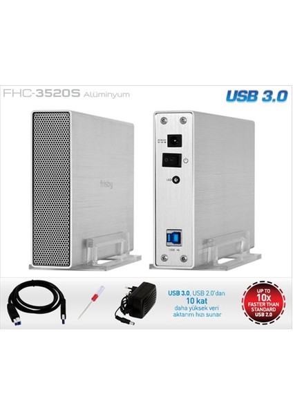 FHC-3520S 3,5" Sata USB 3.0 Gümüş HDD Kutusu