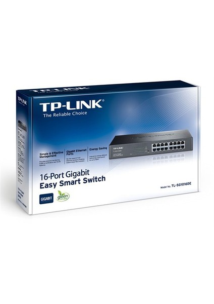 TL-SG1016DE, 16-Port 10/100/1000Mbps %40 Enerji Tasarruflu Ağ Görüntüleme/Önceliklendirme/VLAN Akıllı Gigabit Switch