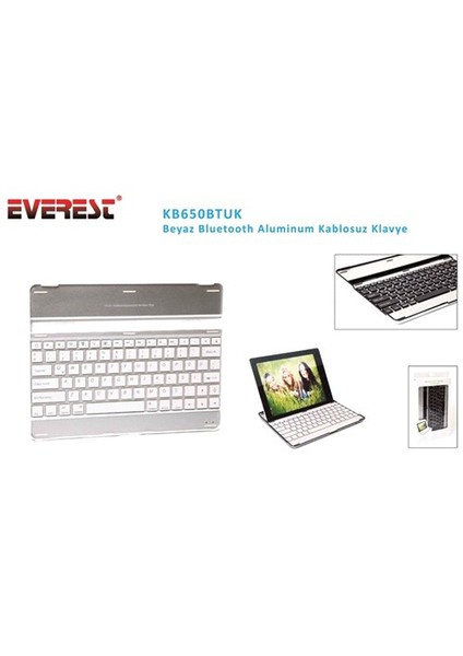 Kb650btuk Beyaz Bluetooth Aluminum Kablosuz Klavye