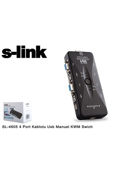 Sl-4605 4 Port Kablolu Usb Manuel Kwm Switch