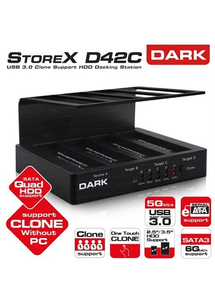 D42C USB3.0 Offline Clone 4lü Disk İstasyonu (DK-AC-DSD42C)