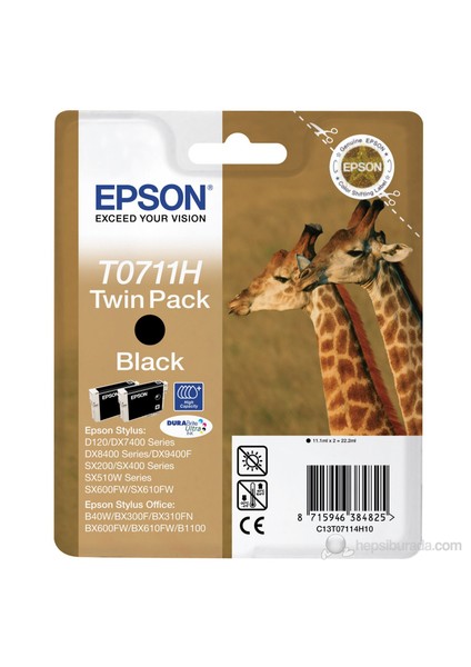 Yüksek Kapasiteli Siyah 2' li Kartuş (C13T07114021H) / T0711H