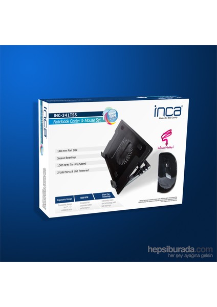 INC-341TSS Notebook Soğutucu + Siyah Mouse Seti fiyatları