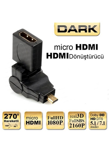 DK-HD-AHDMIXM270 mHDMI-HDMI Çevirici Adaptör