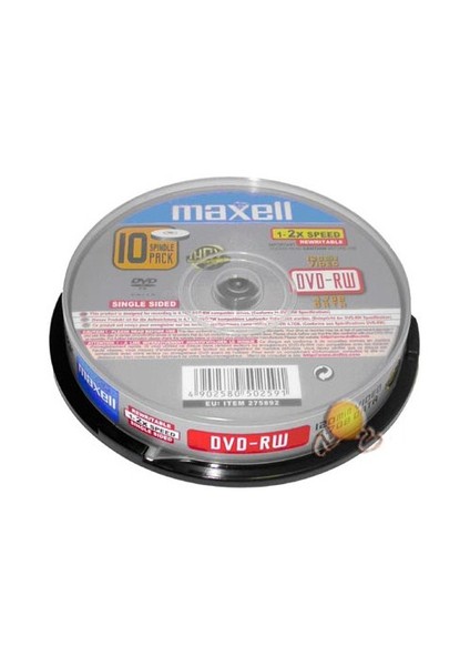 DVD-RW 2X 4,7GB 120MIN Data/Video 10'Lu Cakebox