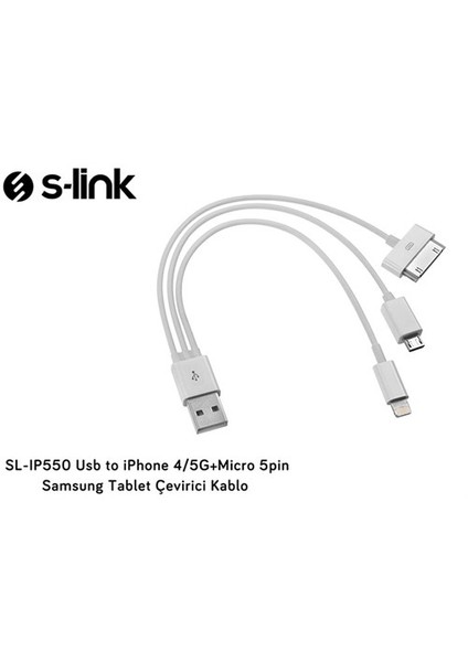 Sl-Ip550 Usb To İphone 4/5G+Micro 5Pin Samsung Tablet Çevirici Kablo