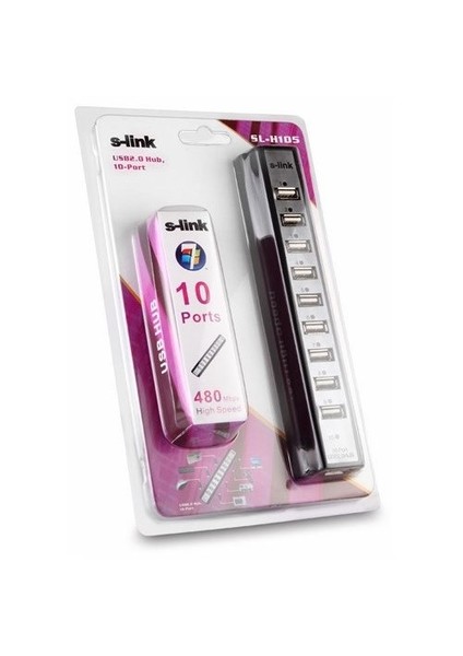 S-link SL-H105 10 Port Usb 2.0 Usb Hub  (4956)