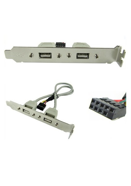 Pcı 2 Portlu Usb 2.0 A Female Vidalı Anakart 9Pin Bağlantı Kablosu - 25Cm