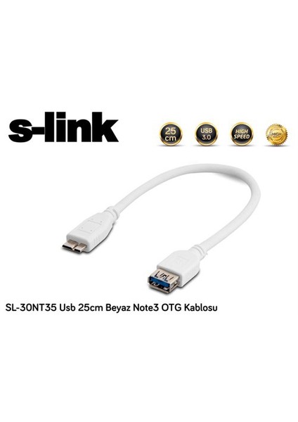 Sl-30Nt35 Usb 25Cm Beyaz Note3/S5 Otg Kablosu