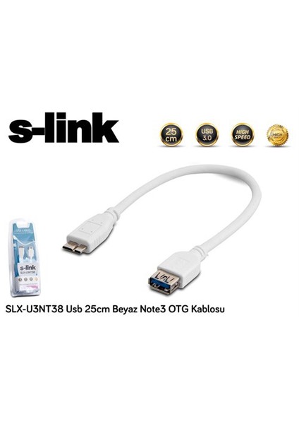 Slx-U3nt38 Micro Usb3.0 25Cm Beyaz Samsung Note İçin Otg Kablosu