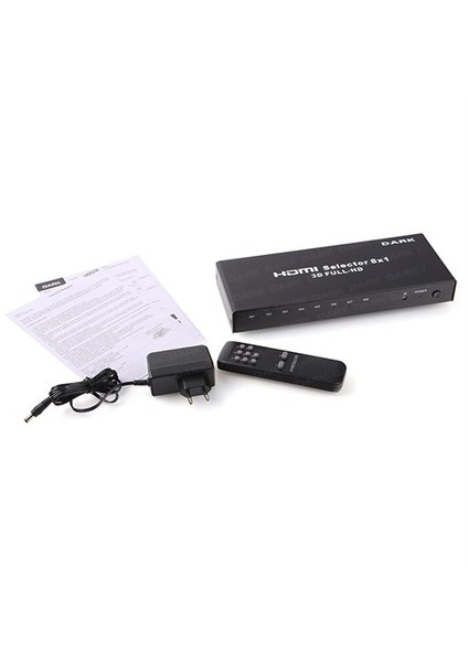 Full HD 8 Giriş 1 Çıkışlı Uzaktan Kumandalı HDMI Switch (Seçici) (DK-HD-SW8X1)