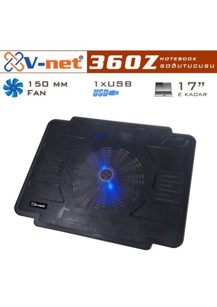 360Z 15cm Mavi LED Fanlı 1 Port USB Notebook Soğutucu