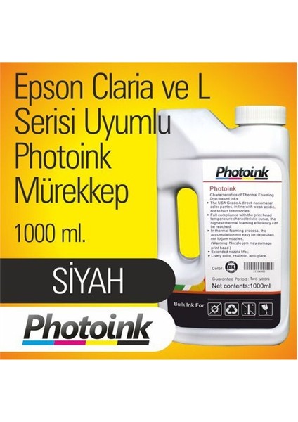 Claria Ve L Serisi 1 Litre Siyah Mürekkep