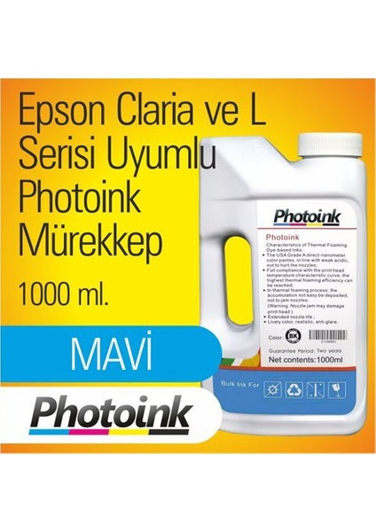 Claria Ve L Serisi 1 Litre Mavi Mürekkep