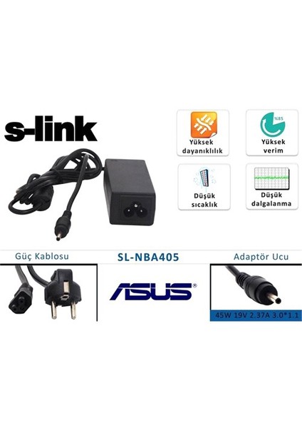 Sl-Nba405 45W 19V 2.37A 3.0*1.1 Asus Notebook Standart Adaptör