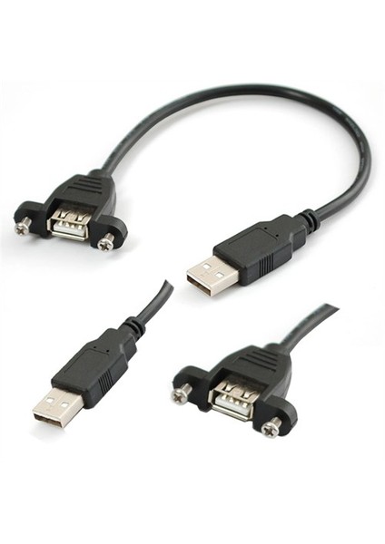Usb 2.0 A Female Socket Panel Mount To Usb A Male Plug Extension Cable - 1M