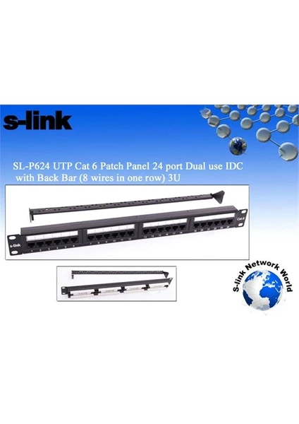 Sl-F624 24 Lü Utp Cat6 Patch Panel