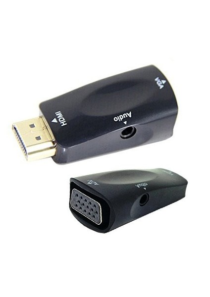 Hdmı Male To Vga Female Video Converter Adapter With Audio Cable 1080P Pc Hdtv