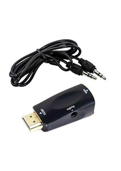 Hdmı Male To Vga Female Video Converter Adapter With Audio Cable 1080P Pc Hdtv