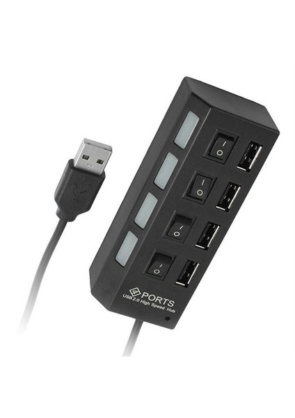 4'Lü Usb Hub - 1X Usb 2.0 M To 4 X Usb 2.0 F (Açma Kapatma)
