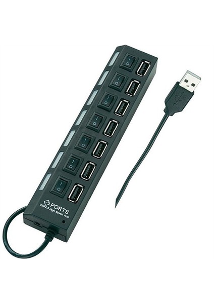 7'Li Usb Hub - 1X Usb 2.0 M To 7 X Usb 2.0 F (Anahtarlı)