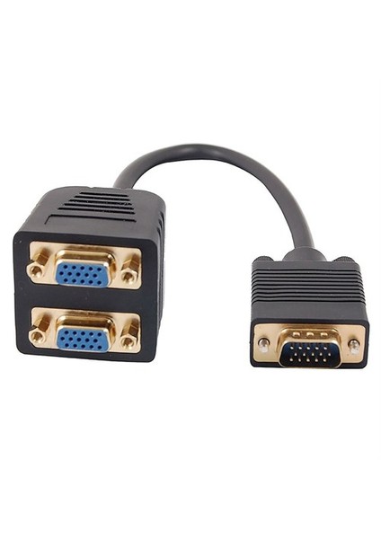 2 X Vga F - Vga M Çoklayıcı Kablo - 25 Cm - Siyah