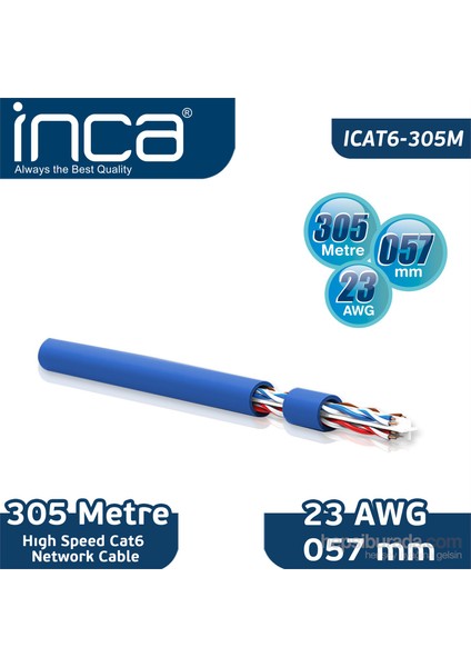 High Speed Cat6 Network Kablosu (ICAT6-305M)