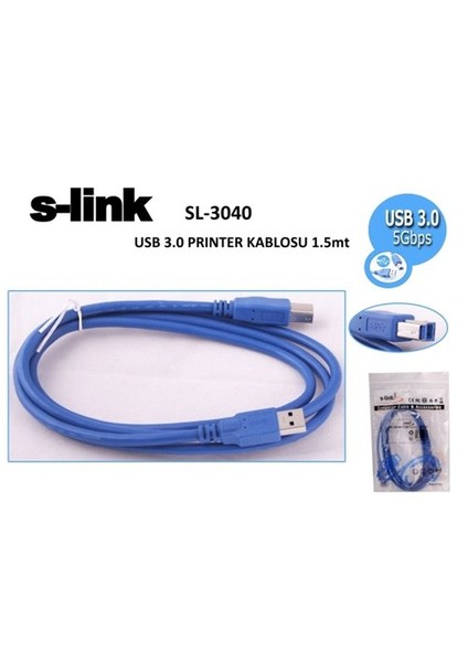 Sl-3040 Usb3.0 1.5M Yazıcı Kablosu