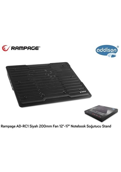 Ad-Rc1 Siyah 200Mm Fan 12"-17" Notebook Soğutucu Stand