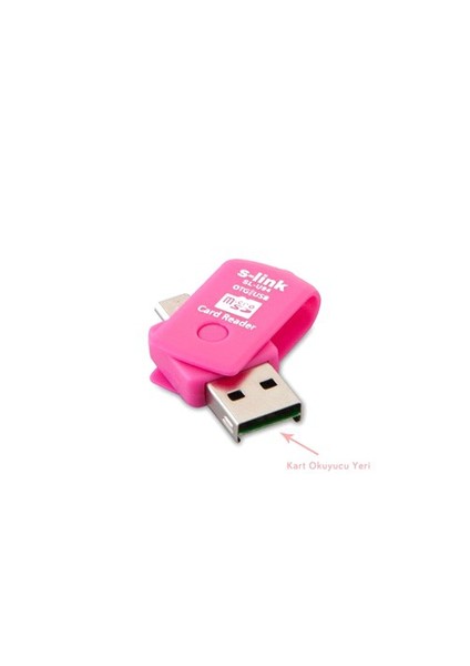 Sl-U94 Pembe Usb To Mikro 5 Pin + Kart Okuyucu Otg Çevirici