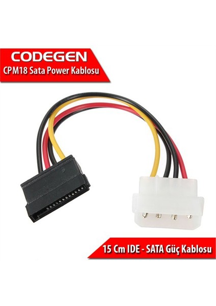 (CPM18) Sata Power Kablosu 15CM 4P/15P