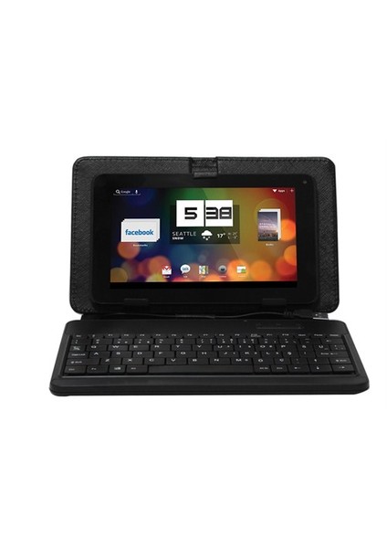 KB-12 USB 9.7" Siyah Klavyeli Tablet Kılıfı + Addison ALS-PAD10 9,7" Stand