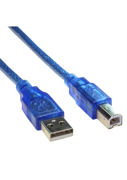 Usb 2.0 M To Usb 2.0 B M Kablo - 3 M - Şeffaf Mavi