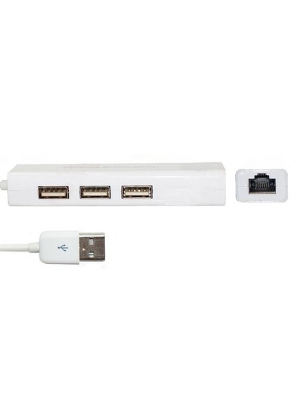 Usb 2.0 3 Port Hub / Rj45 Lan Card Ethernet Network Adapter