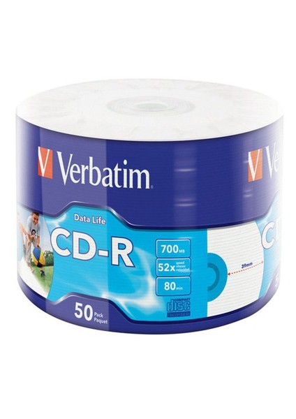 CD-R Wide Inkjet Prıntable 700MB 80 Dakika 52X Hızında 50'li Spindle 43794