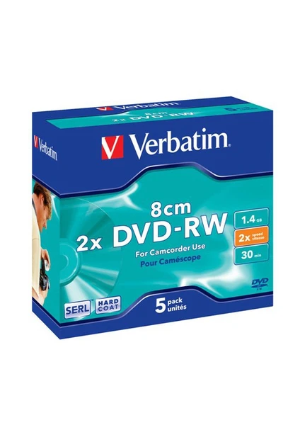 DVD-RW Mini 1.4GB 8Cm 2X Hızında 5'li Kutu 43514