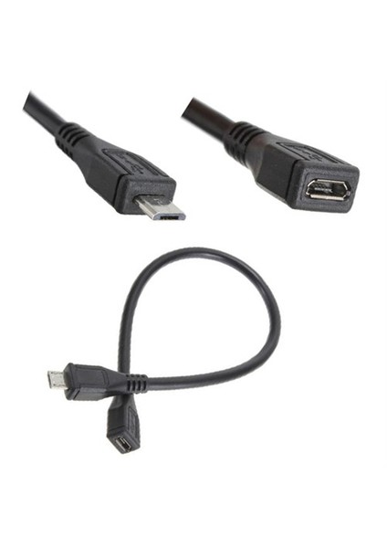 Micro Usb 2.0 Type B Male To Female M/F Extension Extender Charging Kablo - 25Cm