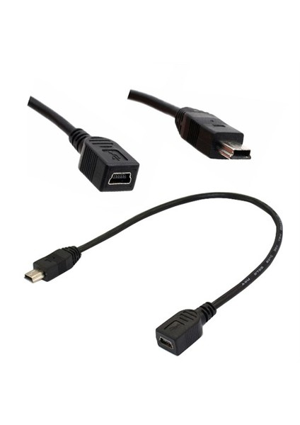 Mini Usb 5 Pin Female - Male Extension Kablo - 25Cm