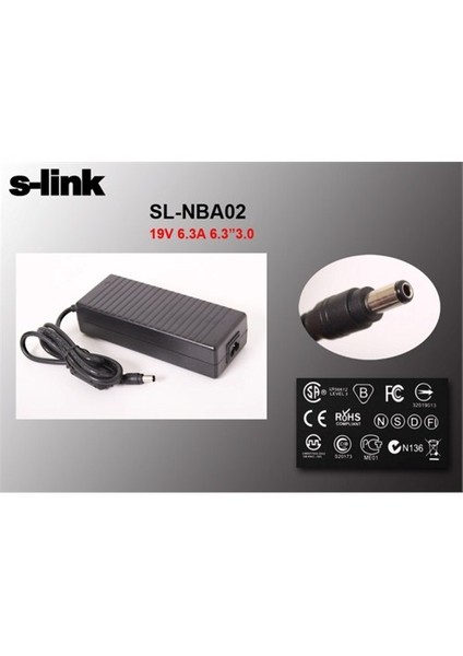 Sl-Nba02 120W 19V 6.3A 6.3X3.0 Toshiba Notebook Standart Adaptör